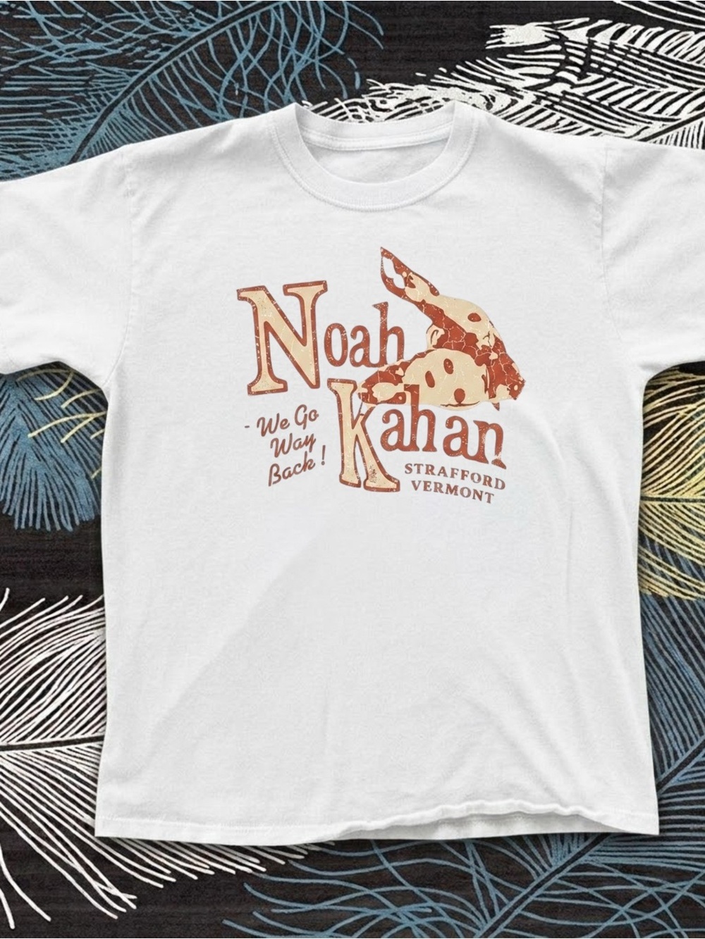 Gildan Noah Kahan Graphic Tee in White with Rust Print